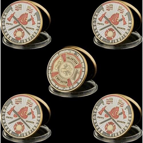 U.S. Duty Honor Fire Dept Volunteer Fireman Bronze Token Challenge Coin Memorial Firefighter Medal of Honor Collectibles Coins