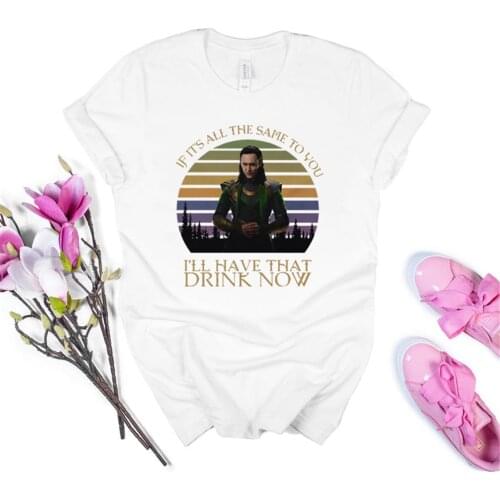 Loki Quotes Shirt Retro Sunset T-shirt If Its Same To You I'll Have That Drink Now Tee Tom Hiddleston Shirts