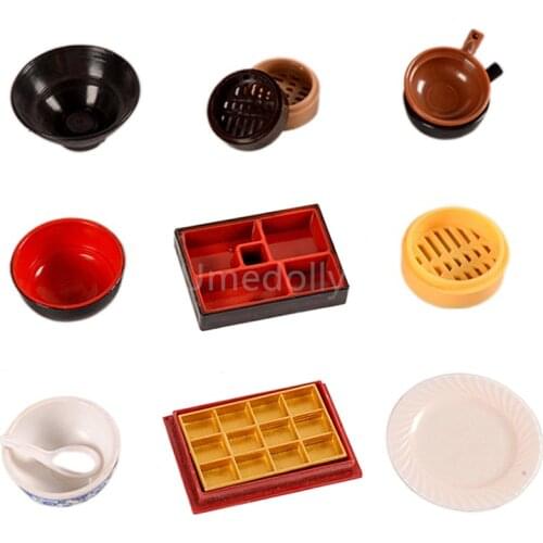 1:6 Scale Miniature Dollhouse Empety Bowl Dish Pot Mini Foods DIY Pretend Play Kitchen for Barbies BJD Doll House Accessories