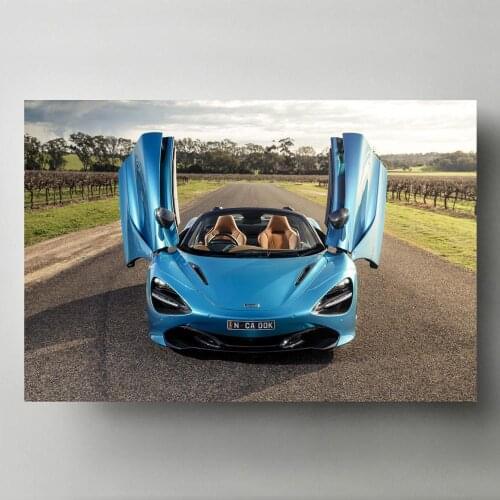Mclaren 720s Spider Front View Blue Sportscar Posters Wall Art Prints Canvas Paintings for Home Room Decor