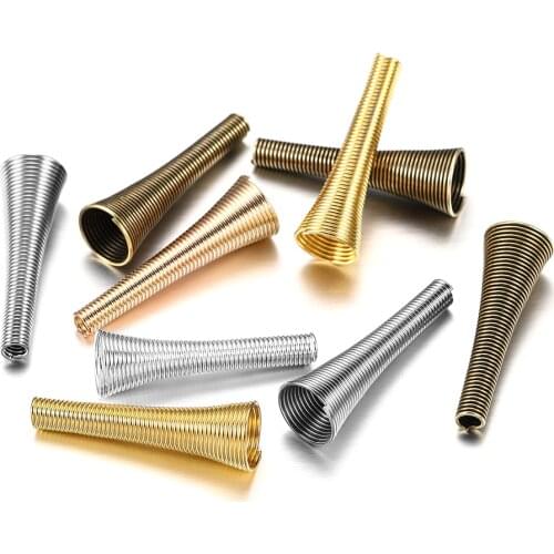 12pcs/lot Bugle Metal Cone Funnel Spring Coil Spacer Beads End Caps Connector For DIY Jewelry Makings Supplies Accessories