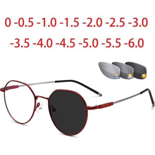 Fashion Vintage Unisex Round Metal Frame Glasses Large Size Spectacle Frame Optical Spectacle 0 -0.5 -0.75 -1.0 To -6.0