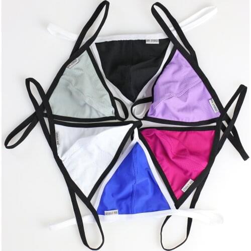 Men Fashion Solid Color Big Pouch Sexy Low-rise T pants Thong Underwear Soft G-String