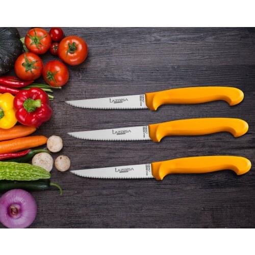 Lazbisa Kitchen Knife Set Meat Vegetable Fruit Bread Knife 3 Pcs Gold Series Gear