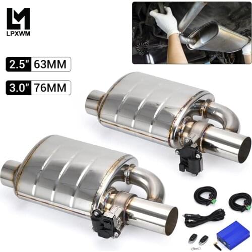 2.5\" 3\" Slant Outlet Tip Inlet Variable Exhaust MufflerDouble Inlet /outlet With Electrical Exhaust Cutout Remote Control 2in1