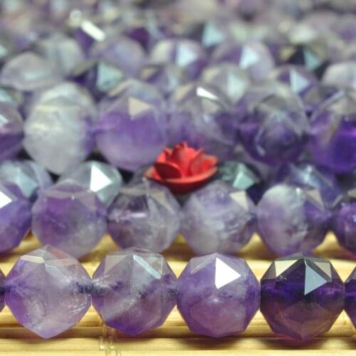 Natural Dog Tooth Amethyst Diamond Faceted Round Loose Beads Wholesale Gemstone Semi Precious Stone Bracelet Diy Jewelry Making