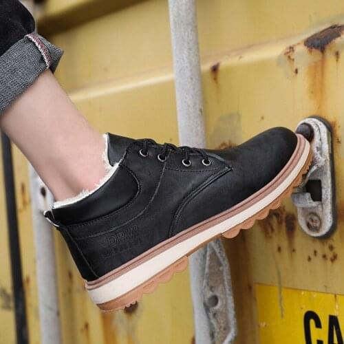 2021 Early Winter New British Style Snow Boots for Man Comfortable Lace-up Plush Thickening Shoes with Platform Waterproof