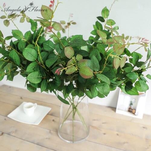 New 88cm artificial green plants 2 branch rose leaf DIY wedding hotel living room Christmas decor ornaments silk rose peony leaf