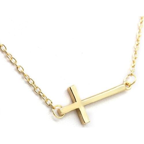 New Silver Plated & Golden Small Cross Double Head Thin Chain Linked Simple Style Fashion Necklace