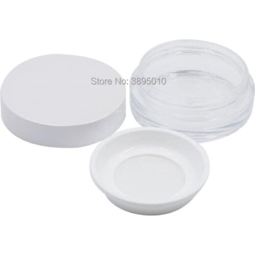 Plastic Mineral Powder Jars 5ml Clear Jars With Black White Lid Sifter Powder Round Containers F623