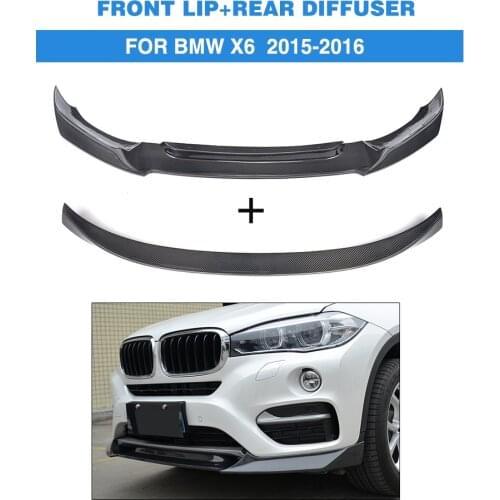 2PCS/Set Carbon Fiber Front Lip Bumper Lip Splitters Rear Trunk Spoiler Wing Lip for BMW X6 Standard 2015 2016