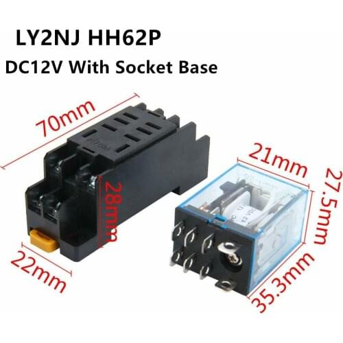 Coil Power Relay LY2NJ DPDT 8Pin Miniature Relay DC12V DC24V AC110V AC220V HH62P JQX-13F Series