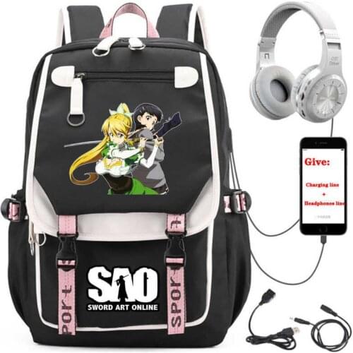 Anime Sword Art Online backpack student School book Bag Women men Travel Backpack USB Charging teenagers Laptop packsack