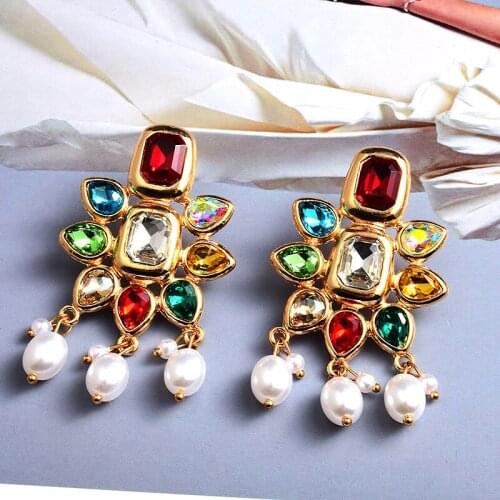 Elegant Simulated Pearl Drop Earrings Crystal Pendant Dangle Earrings For Women Girls Party Jewelry Accessories Gifts