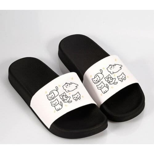 2021 Summer Women Shoes Cat Print bathroom Indoor Home Flat Slippers Beach Slides Non-slip Sandals Flip Flops chaussure femme