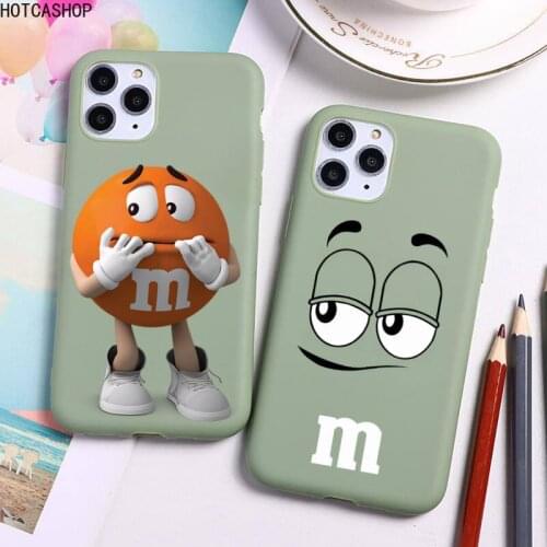 M&Ms Chocolate Phone Case for iPhone 12 mini 11 Pro Max X XR XS 8 7 6s Plus Candy green Silicone Cases