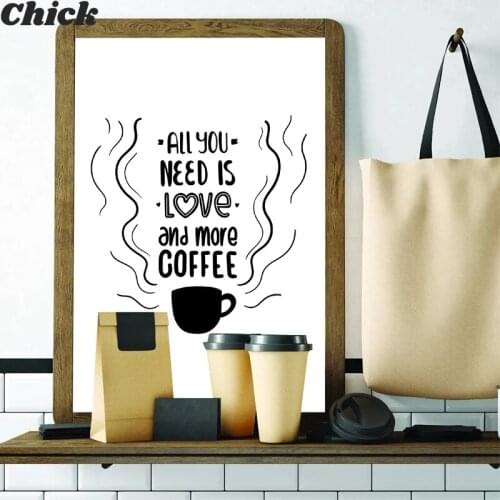 Kitchen Wall Decoration Coffee Typography Quote Canvas Painting Modern Poster And Print Mural Coffee Shop Decoration Painting