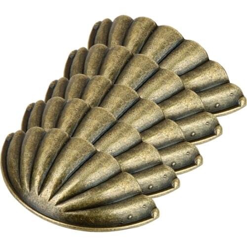 5 Pcs Metal Shell Shape Pull Handle Used for Cabinet Dresser Drawer (Bronze) - 2.9''x1.3