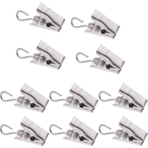 10Pcs Metal Curtain Clips with Hook Door Panel Glider Clip Spring Clamp 30mm