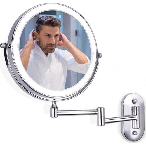Bathroom Makeup Mirror With Light LED Wall Mounted Bathroom Mirror 3-10x Magnifying Double Sided Touch Dimming Wall Mirrors