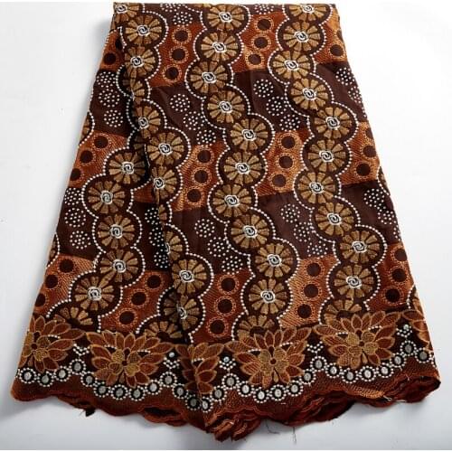 Zhenguiru New High Quality Brun African Lace Fabric 2021 Swiss Voile Fabric Cotton Nigerian Summer For Women Wedding Dress A2381
