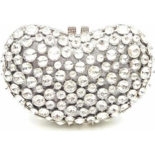 Women Silver Crystal Diamond Evening bags cocktail Handbag Wedding Party prom Purse Minaudiere Bag messenger crossbody bags