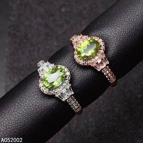 KJJEAXCMY fine jewelry natural Peridot 925 sterling silver adjustable women ring support test trendy