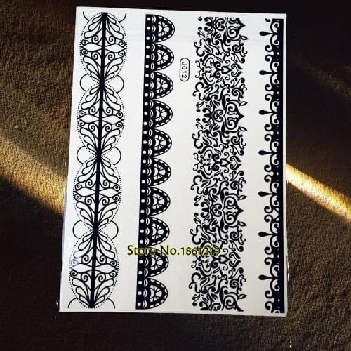 1PC Fashion Disposable Tattoo Stickers Healthy Non-toxic GBJ012 Sexy Beach Makeup Party Tattoos Black INK Henna Bracelet Tatoo
