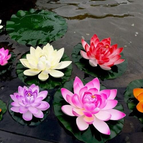 1Pcs Floating Mixed Color Artificial Flower Lifelike Water Lily Micro Landscape for Wedding Pond Garden Fake Plants Decor