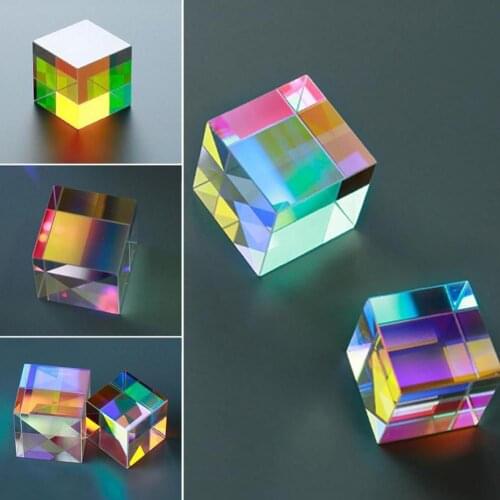 1PC Prism Six-Sided Bright Light Combine Cube Prism Stained Glass Beam Splitting Prism Optical Experiment Instrument 1.5cm