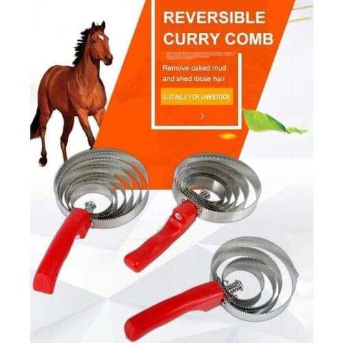 1pcs Outdoor harness hair brushing horse brush cleaning horse cattle scratcher stainless steel serrated comb Dropshipping