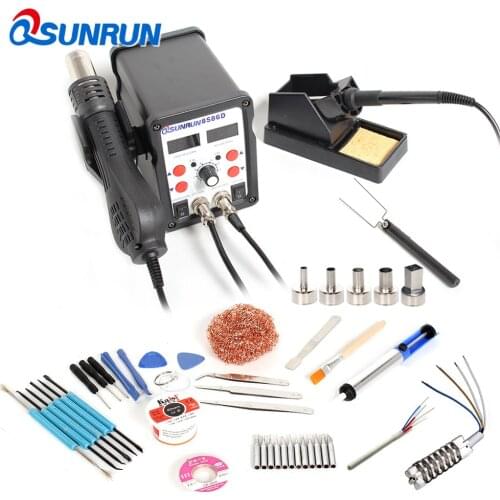 BGA/SMD 8586D Hot Air Blower Heat Gun,Rework&Soldering Iron 2-in-1 digital display station, Desoldering Station
