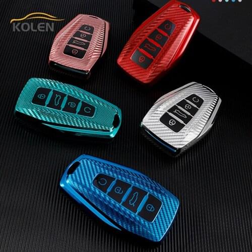 Carbon Fiber TPU Car Smart Key Case Cover Shell Fob For Geely Coolray 2019-2020 Atlas Boyue NL3 Emgrand X7 EX7 SUV GT GC9 Borui
