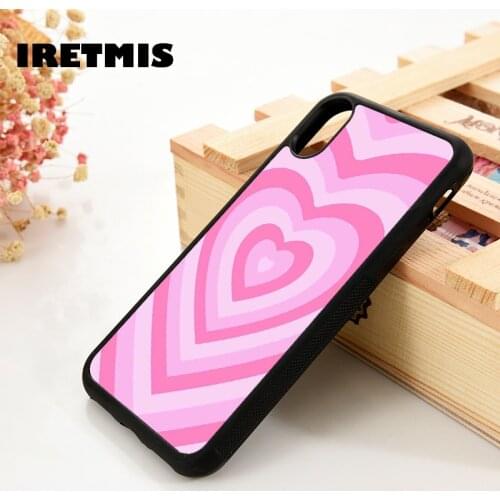 Iretmis 5 5S SE 6 6S TPU Silicone Rubber Phone Case Cover for iPhone 7 8 Plus X Xs 11 12 MINI Pro Max XR Cupid heart pink