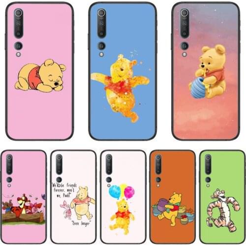 Disney Winnie Bear Phone Case For xiaomi mi11 5g 10 liti Ultra 9Pro SE 3 8 Note Anime Black Cover Silicone Back Pretty tpu