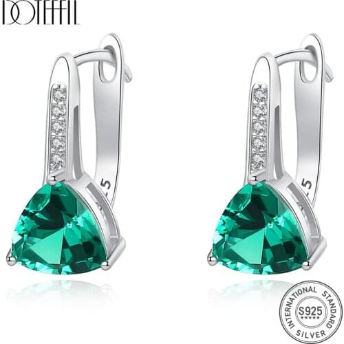 DOTEFFIL High Quality Topaz Elegant Stud Earrings for Women 925 Silver Gemstone Earrings Jewellery Anniversary Gifts Carving 925