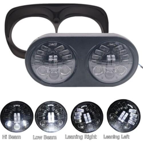 DOT Leaning Left Leaning Right 5.75" Dual LED Motorcycle Headlight for Road Glide 2004-2013 Projector Adaptive Headlight lamp