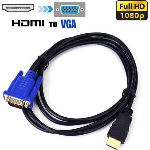 1.8M HDMI-compatible To VGA HD Cable PVC&6.0mm Copper Core Application for TV, Monitor or Projector HD 1080p Resolution
