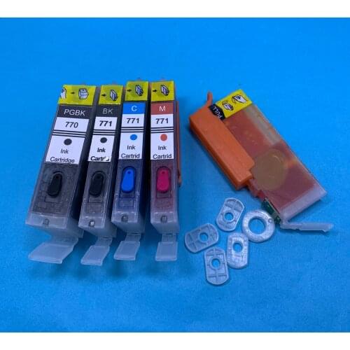 YOTAT 5pcs Full Refillable ink cartridge PGI-770XL PGI-770 CLI-771 for Canon PIXMA MG7770 MG6870 MG5770 TS5070 T08070