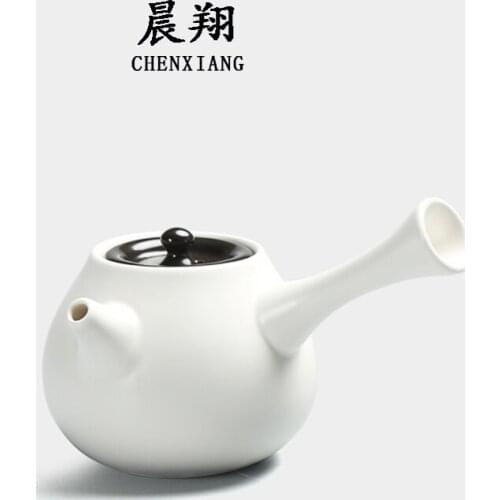 Japanese style ceramic kettle side handle single teapot kung fu tea pot set fat white day type puer tea pub teaware teapot