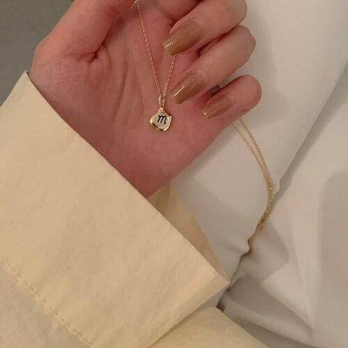 VSnow Minimalist Irregular Geometrical Letter M Pendant Necklace for Women Girls Trendy Summer Gold Color Metal Necklace Jewelry