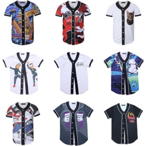 AIFFEE Mens Brooklyn Style Street Hip-hop Shirts Creative 3D Floral Printed Baseball Jersey Notorious Top