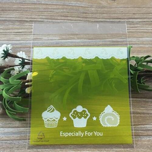 100 Pcs/pack Cute Biscuits Food Package Cookie Candy Bag Party Supplie Gift Bag Self-Adhesive Plastic Pouch Chocolate Cake Bag