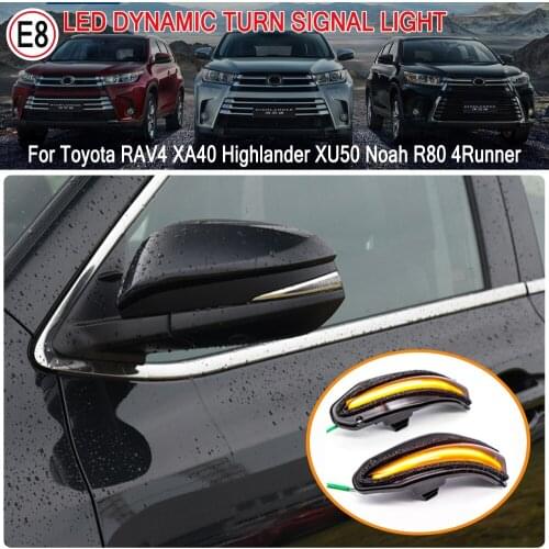 For Toyota RAV4 XA40 Highlander XU50 Kluger 4Runner Noah R80 Dynamic Blinker Side Mirror Marker Turn Signal Light Lamp