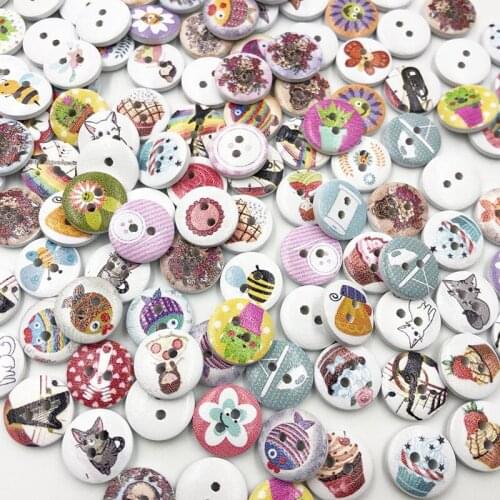100PCs 2 Holes Mixed Flower Buttons for Needlework Craft Scrapbooking DIY Sewing Decorative Childrens Button Clothing WB691