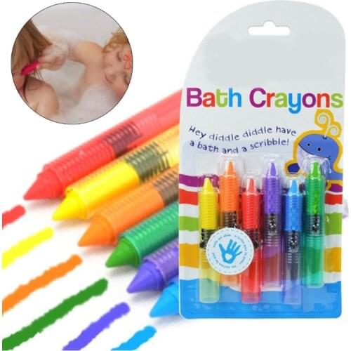 Bath Time Toy Crayons - Multi-Coloured, Pack of 6 Bathing Toy Kids Pen Set