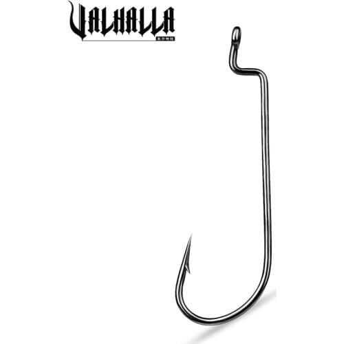 VALHALLA 10pc/lot Fishing Hooks Carbon Steel Narrow Crank Hook 6#-5/0# Fishhook for Soft Worm Lure Barbed Hook Carp Single Hook