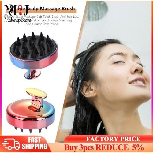 Silicone Scalp Massage Comb Shower Brush Household Durable Electroplating Soft Tooth Massage Comb Hair Styling Tools