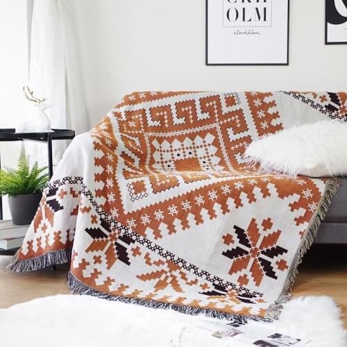 Nordic boho throw blanket for bed Bedspread Double sided sofa towel Geometric home decoration sofa blanket Tapestry carpet mat