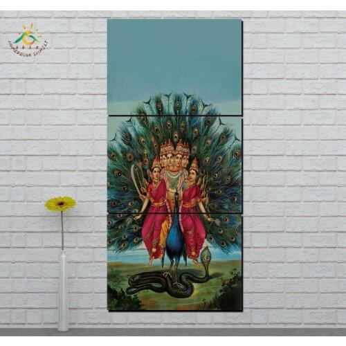 Modern Canvas Art Prints Poster Green Peacock Godness Wall Painting Home Decoration Artwork Wall Art Pictures 3 PIECES